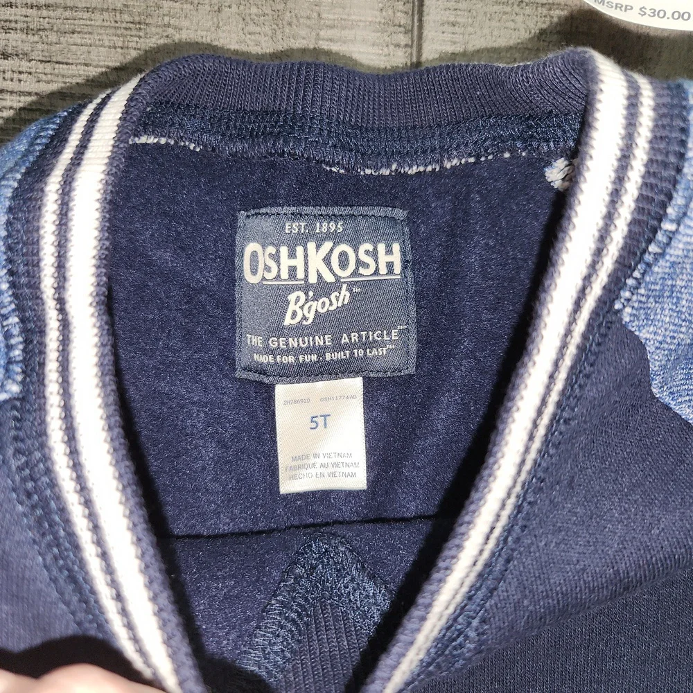 NWT Oshkosh B'gosh Navy and Blue Kids Raglan Sweatshirt